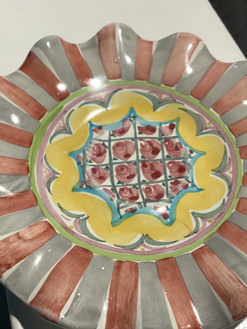 Mackenzie Childs Rose cottage Plate 7”. Tea plate or small salad